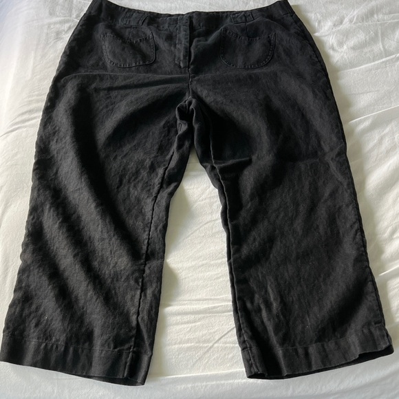 J. Jill Black 100% Linen Crop Trousers Sz 12P - Picture 3 of 9